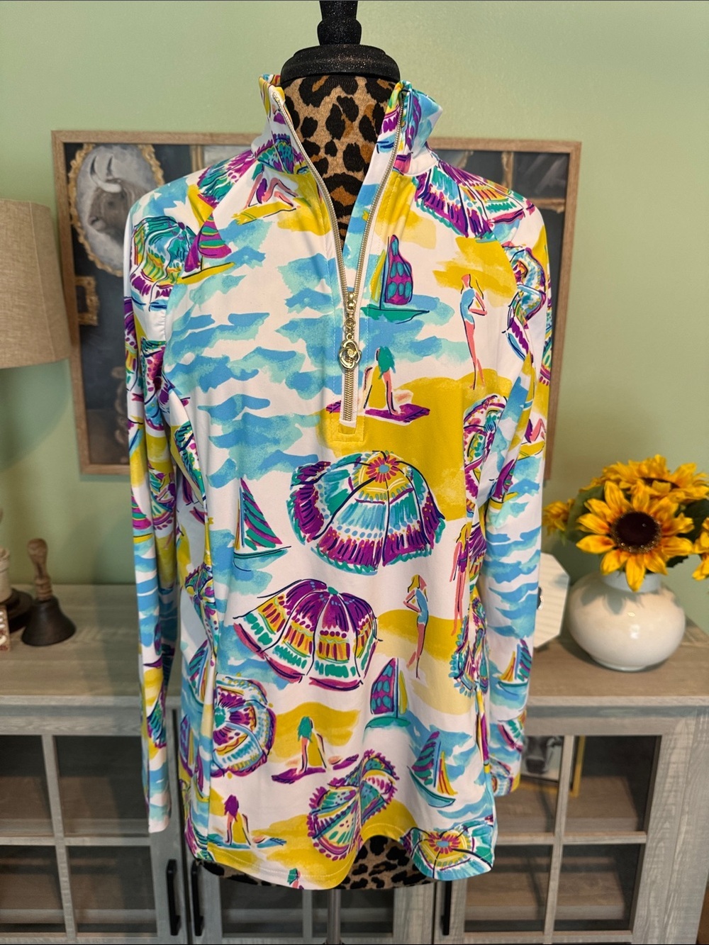 Aryeh L/S Beach Print Top - XL